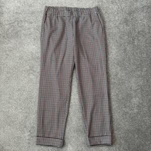 J Jill Pants Womens 12 Petite Multicolor Houndstooth Pull On Elastic Tapered